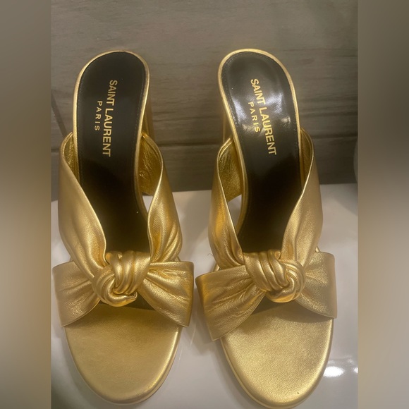 Saint Laurent gold sandals size 37.5 - Picture 1 of 5